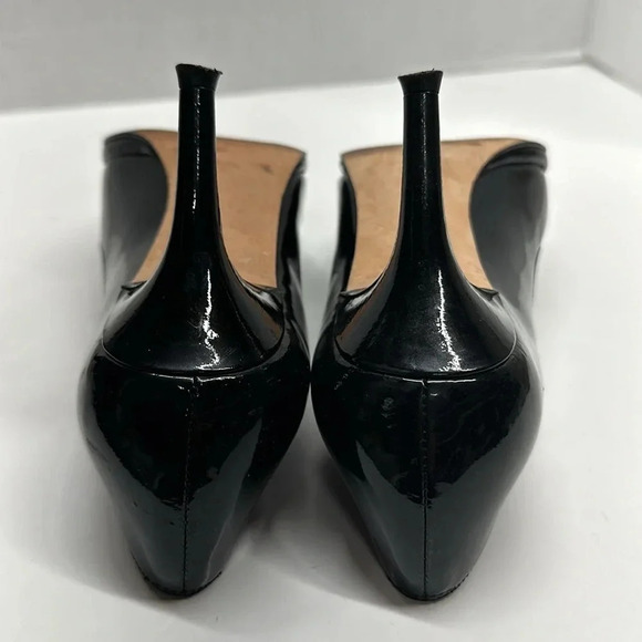 Stuart Weitzman Heels High Heel Pumps Shoe Peep Toe Shiny Patent Leather Black 8 - Picture 7 of 11
